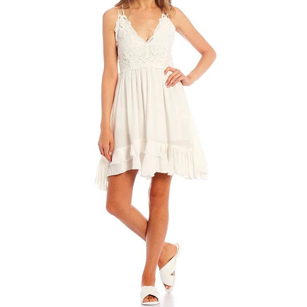 Chelsea and Violet Strappy Lace Ruffle Hem Detail Dress